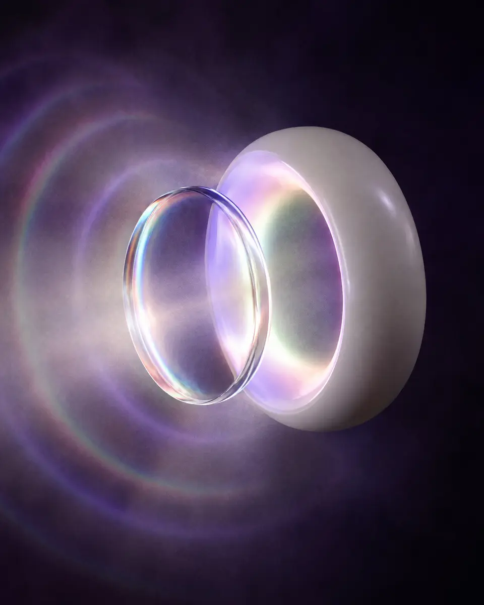 A ring of pearl light diffusing through mist
